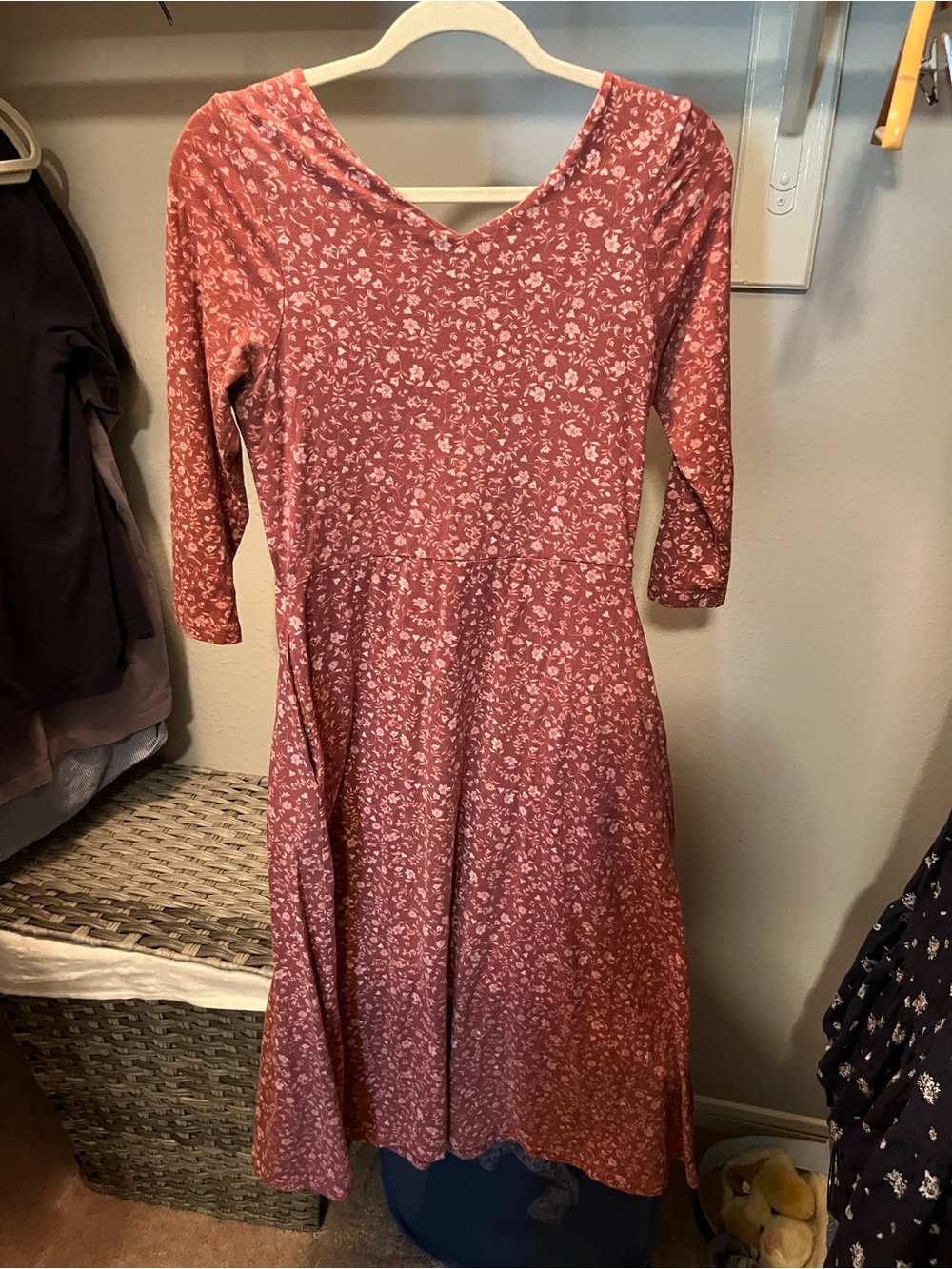 Pact Organic Cotton Fit and Flare Floral V-Neck Midi Dress